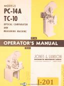 Jones & Lamson-Waterbury Farrel-Farrel-Jones & Lamson PC-14A TC-10, Optical Comparator, Operations & Maintenance Manual-PC14-A-TC-10-01